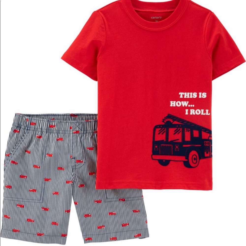 Carter’s Firetruck Tee and Shorts - 4T
